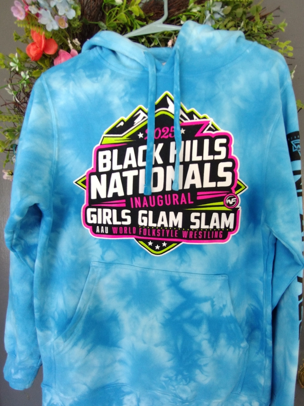 Nearfall Black Hills Nationals Girls Glam Slam Blue Tie-Dye Hoodie